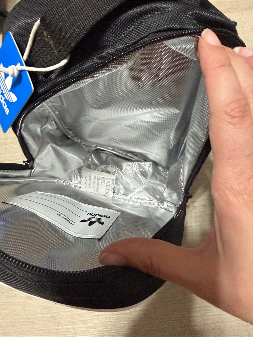 adidas Black with White Trim Trefoil lunch bag